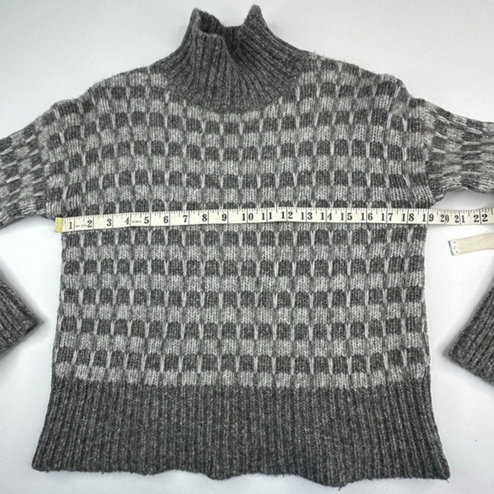 Everlane‎ Grey Checkered Mock Neck Merino Wool Alpaca Blend Sweater Womens XS - Picture 12 of 14